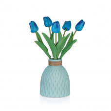 Vazolu Yapay Çiçek Islak Lale -6 Mavi